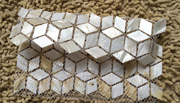 Rhombus white shell mosaic til - Home Improvement Background ulasan dan harga